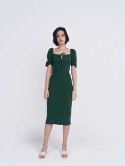 Glamorous Care Forest Green Tie Front Midi Dress 5 Glamorous Care Forest Green Tie Front Midi Dress -Cheap Softly Dressed Store CA0104 F70 01