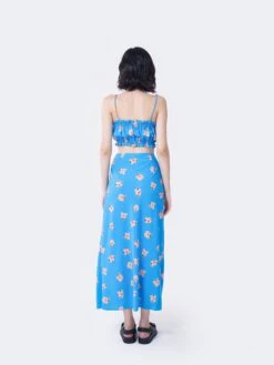 Glamorous Care Blue Orange Floral Midi Skirt -Cheap Softly Dressed Store CA0118 3