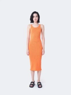 Glamorous Care Orange Ribbed Midi Dress -Cheap Softly Dressed Store CA0127 2