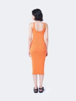 Glamorous Care Orange Ribbed Midi Dress -Cheap Softly Dressed Store CA0127 4