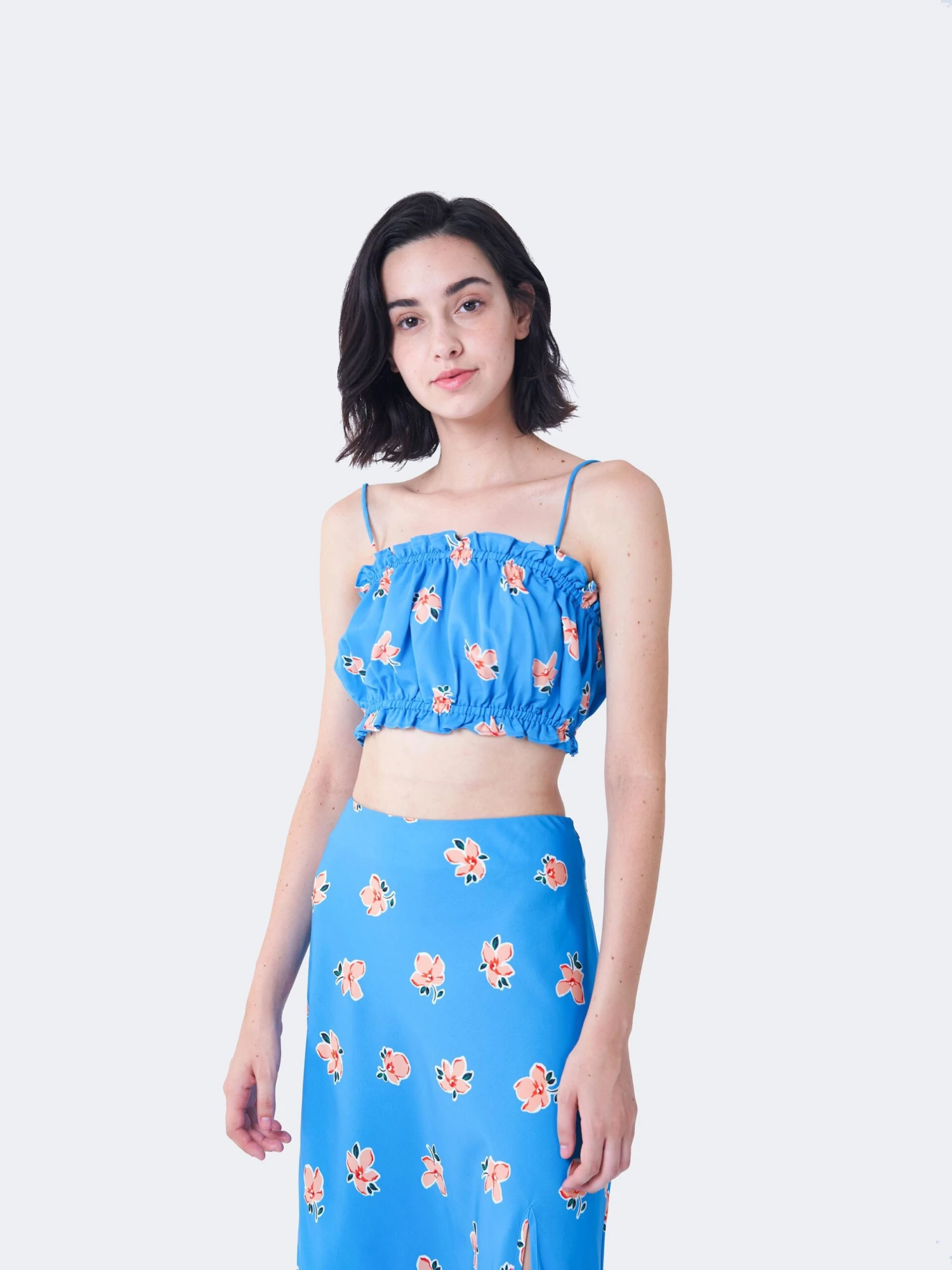 Glamorous Care Blue Orange Floral Crop Top 4 Glamorous Care Blue Orange Floral Crop Top - Image 4