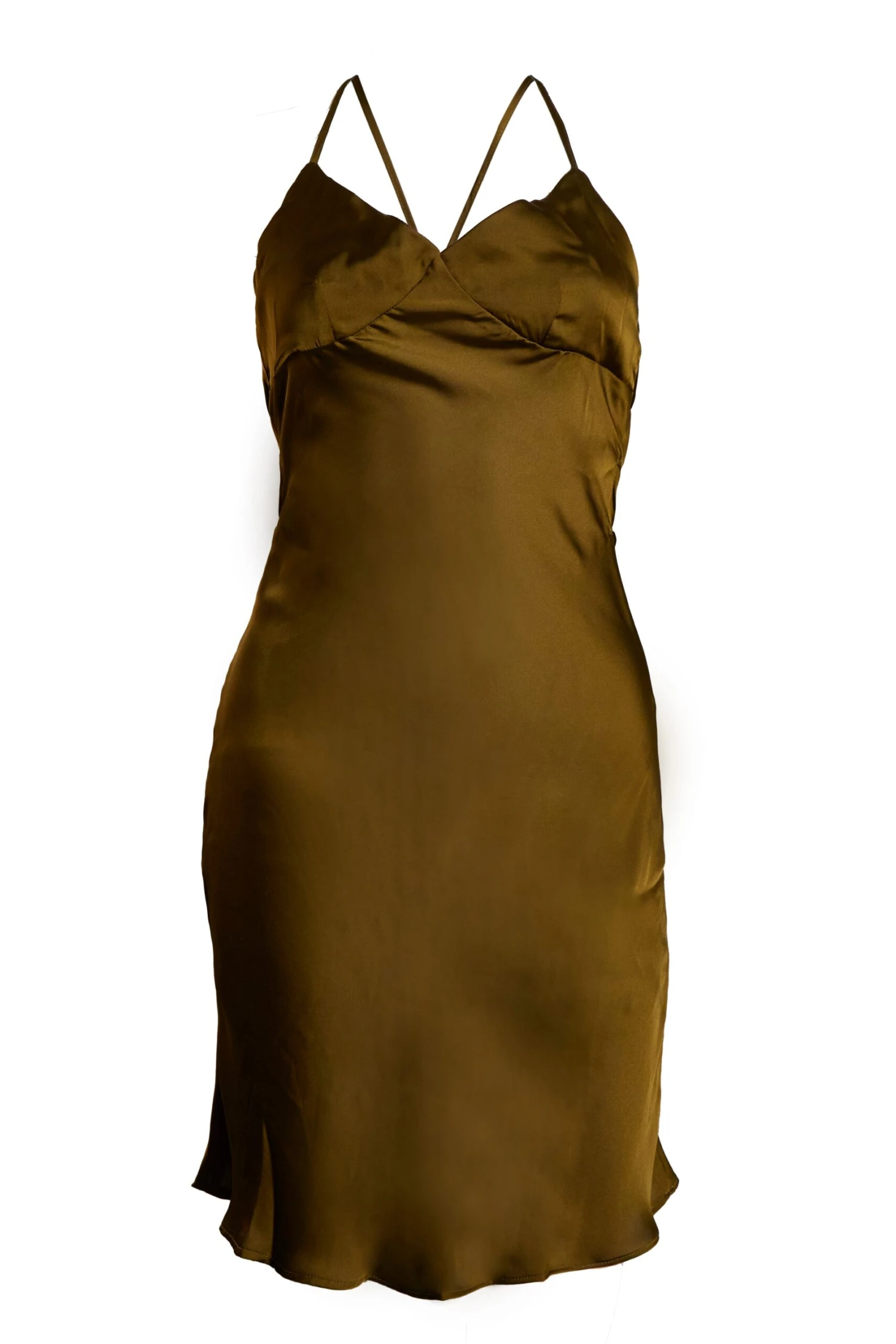 Glamorous Khaki Satin Tie Back Detail Mini Dress 5 Glamorous Khaki Satin Tie Back Detail Mini Dress - Image 5