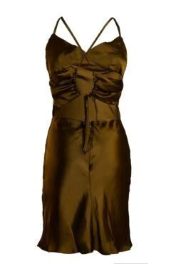 Glamorous Khaki Satin Tie Back Detail Mini Dress 11 Glamorous Khaki Satin Tie Back Detail Mini Dress -Cheap Softly Dressed Store CA0230 02