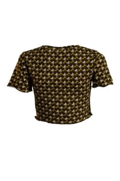 Glamorous Care Khaki Houndstooth Print Crop Top 11 Glamorous Care Khaki Houndstooth Print Crop Top -Cheap Softly Dressed Store CA0233 01