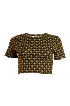 Glamorous Care Khaki Houndstooth Print Crop Top 10 Glamorous Care Khaki Houndstooth Print Crop Top -Cheap Softly Dressed Store CA0233 02