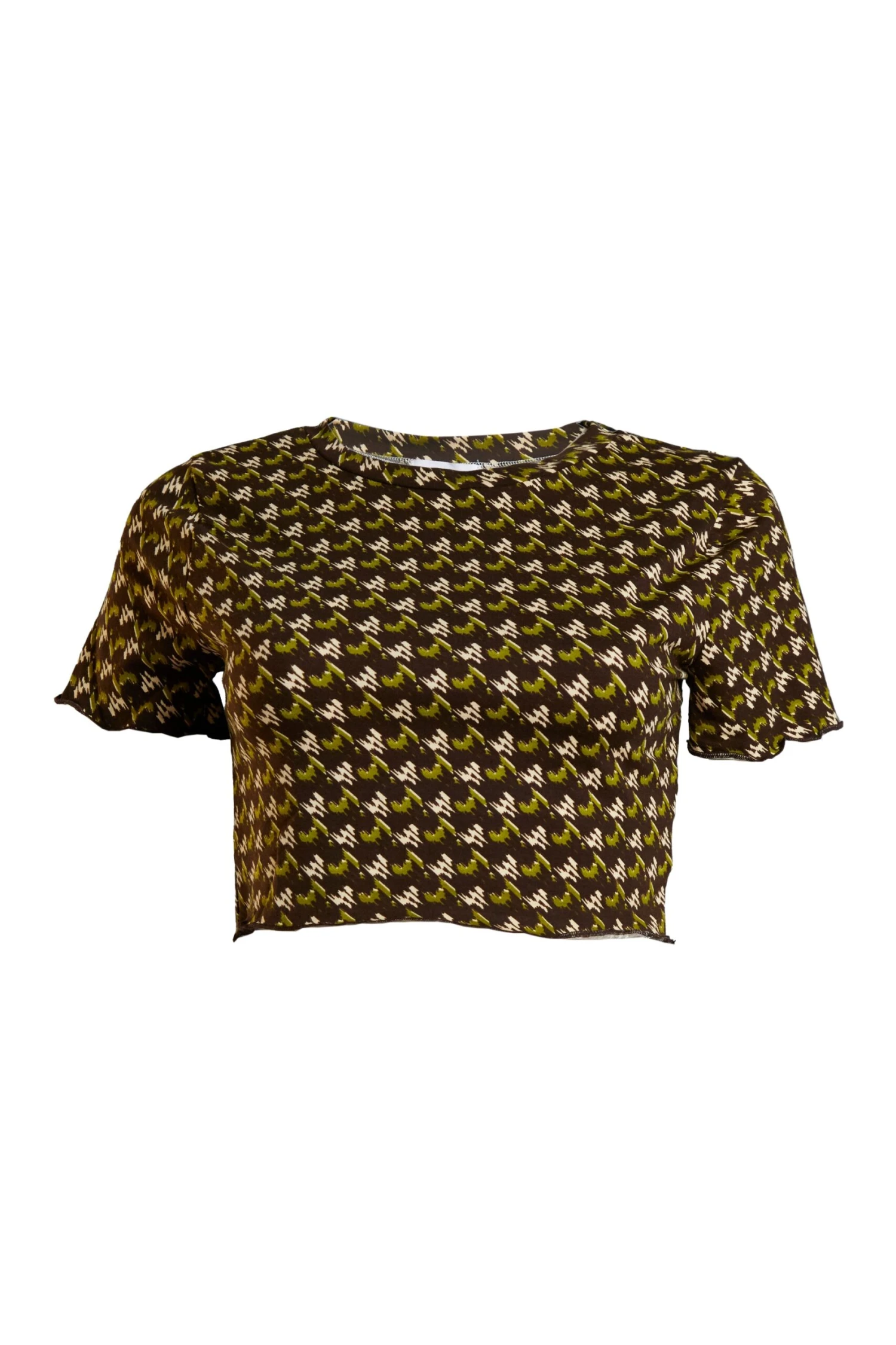 Glamorous Care Khaki Houndstooth Print Crop Top 5 Glamorous Care Khaki Houndstooth Print Crop Top - Image 5