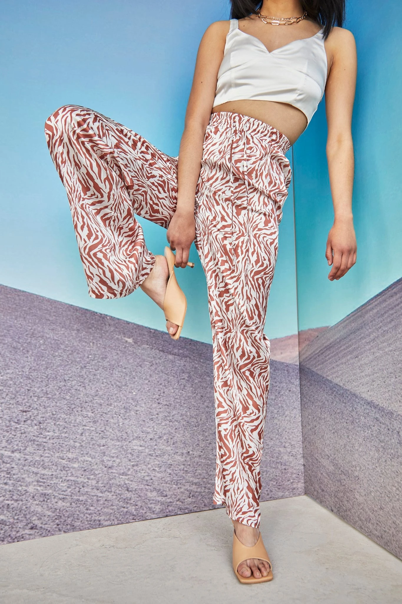 Glamorous Care Tan Zebra Print High Waisted Trousers 3 Glamorous Care Tan Zebra Print High Waisted Trousers - Image 3