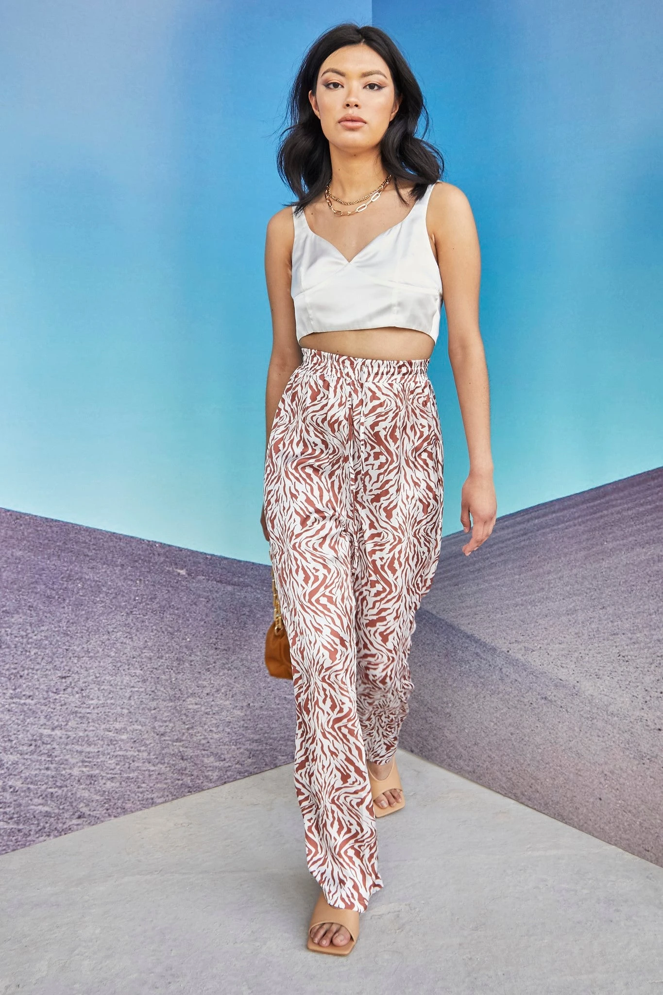 Glamorous Care Tan Zebra Print High Waisted Trousers 1 Glamorous Care Tan Zebra Print High Waisted Trousers