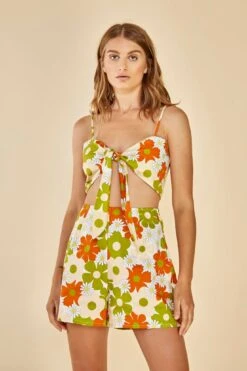 Glamorous Care Tie Front Strappy Crop Top