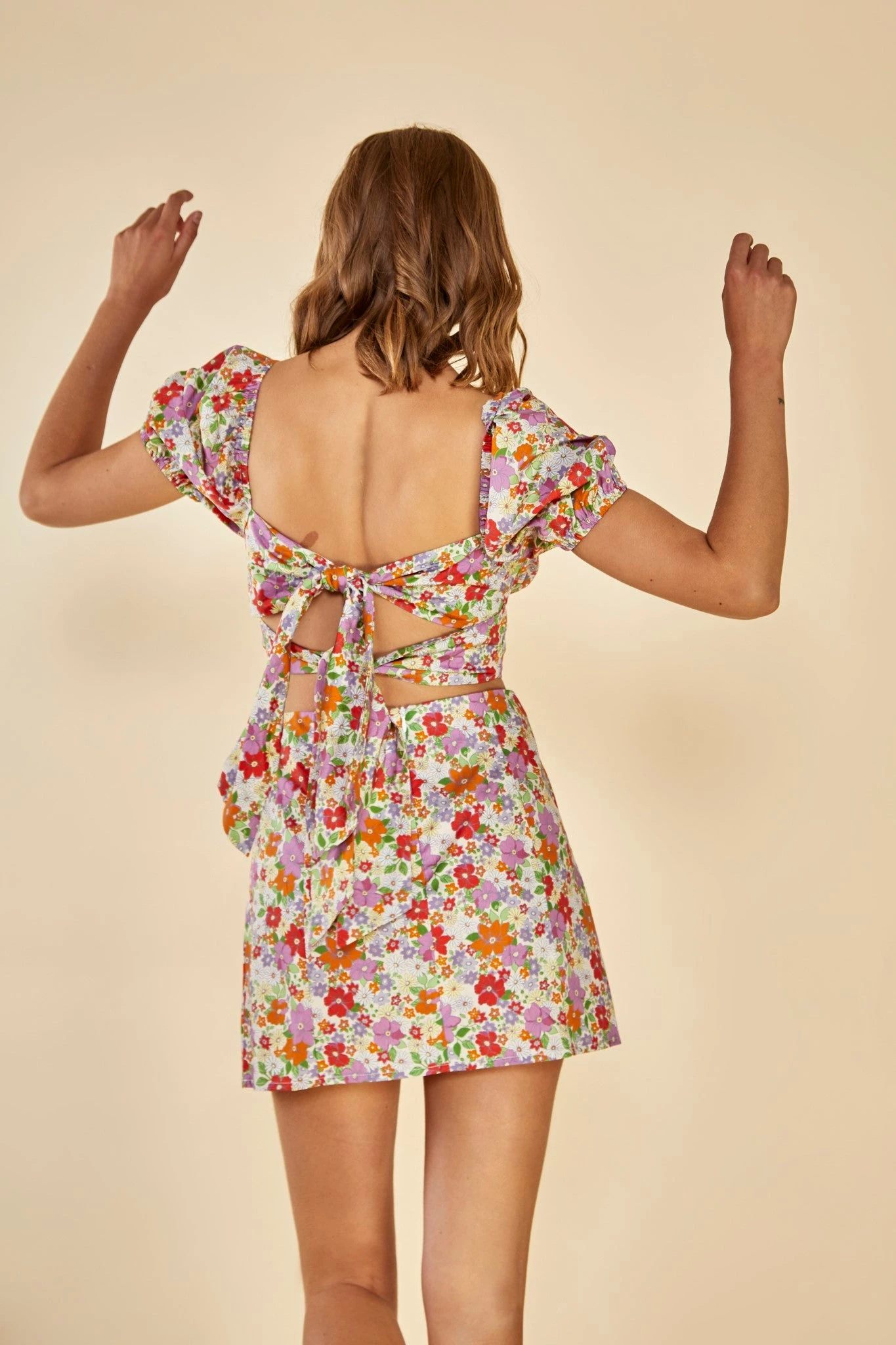 Glamorous Care Tie Back Crop Top With Puff Sleeves 2 Glamorous Care Tie Back Crop Top With Puff Sleeves - Image 2