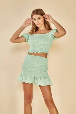 Glamorous Care Smocked Mini Skirt With Ruffle Hem 7 Glamorous Care Smocked Mini Skirt With Ruffle Hem -Cheap Softly Dressed Store CA0303 CY07 03