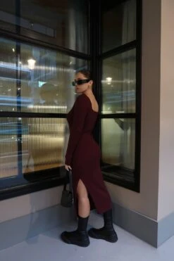 Glamorous Wine Square-Neck Knitted Midi-Dress 8 Glamorous Wine Square-Neck Knitted Midi-Dress -Cheap Softly Dressed Store CA0334A WIN 04