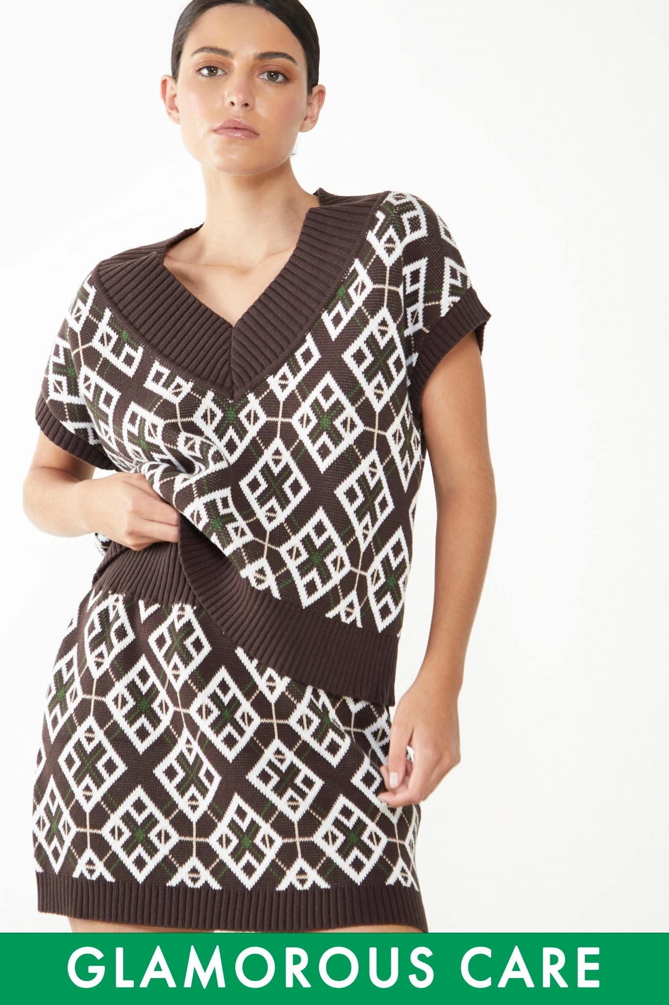 Glamorous Care Brown Geometric Mini Skirt 1 Glamorous Care Brown Geometric Mini Skirt