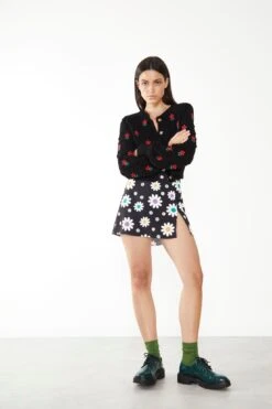 Glamorous Care Black Floral Button Up Cardigan -Cheap Softly Dressed Store CA0354 BK 03