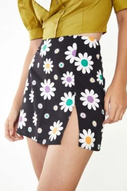 Glamorous Care Black Daisy Print Side Split Mini Skirt 7 Glamorous Care Black Daisy Print Side Split Mini Skirt -Cheap Softly Dressed Store CA0355 CY73 04