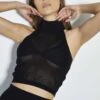 Glamorous Care Black Knitted Halterneck Crop Top