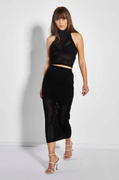 Glamorous Care Black Knitted Halterneck Crop Top -Cheap Softly Dressed Store CA0364 BK 03
