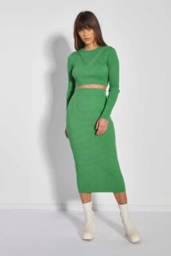 Glamorous Care Apple Green Rib Knit Long Sleeve Crop Top 6 Glamorous Care Apple Green Rib Knit Long Sleeve Crop Top -Cheap Softly Dressed Store CA0383 M68 03