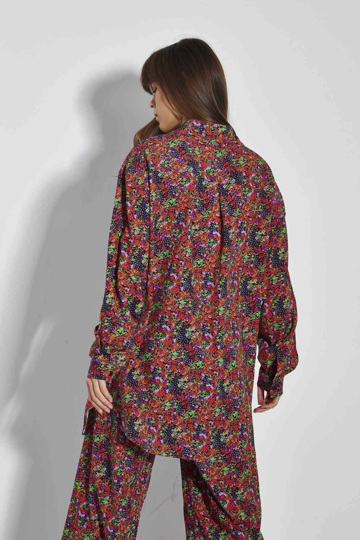 Glamorous Care Purple Orange Ditsy Oversized Shirt 2 Glamorous Care Purple Orange Ditsy Oversized Shirt - Image 2