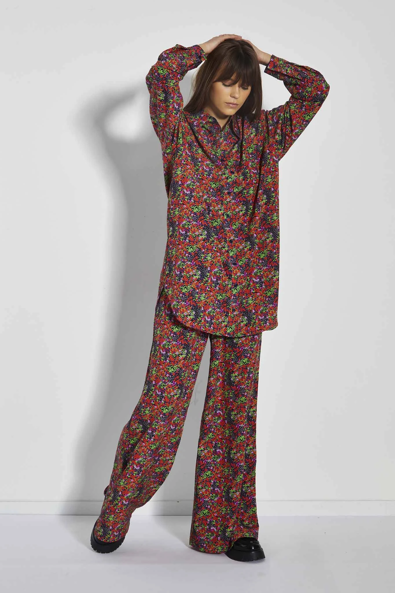 Glamorous Care Purple Orange Ditsy Oversized Shirt 3 Glamorous Care Purple Orange Ditsy Oversized Shirt - Image 3