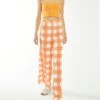 Glamorous Orange-White Gingham Wide Leg Trousers
