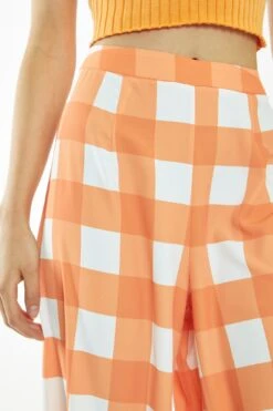 Glamorous Orange-White Gingham Wide Leg Trousers 7 Glamorous Orange-White Gingham Wide Leg Trousers -Cheap Softly Dressed Store CA0388A DE44 04