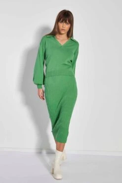 Glamorous Care Apple Green Knitted Jumper With Collar -Cheap Softly Dressed Store CA0392 M68 03