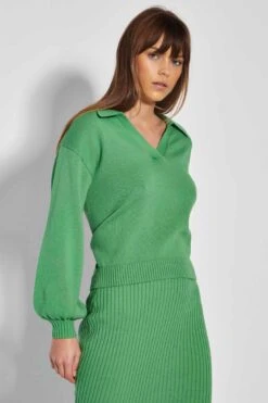Glamorous Care Apple Green Knitted Jumper With Collar -Cheap Softly Dressed Store CA0392 M68 04