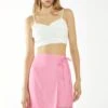 Glamorous Candy-Pink Wrap Mini Skirt