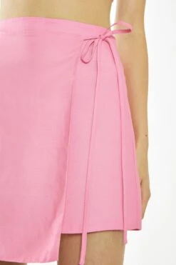 Glamorous Candy-Pink Wrap Mini Skirt -Cheap Softly Dressed Store CA0399 BM59 03