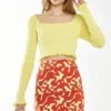 Glamorous Banana-Yellow Square Neck Crop Top