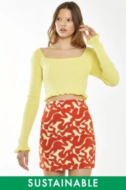 Glamorous Banana-Yellow Square Neck Crop Top