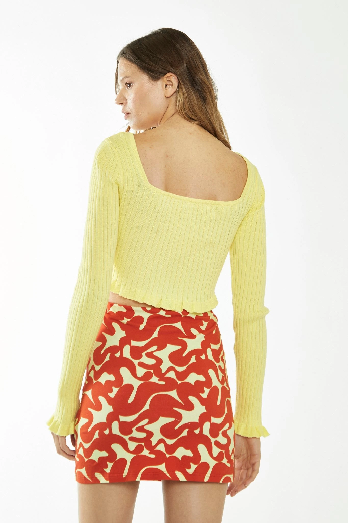 Glamorous Banana-Orange Squiggle Jersey Mini Skirt 3 Glamorous Banana-Orange Squiggle Jersey Mini Skirt - Image 3