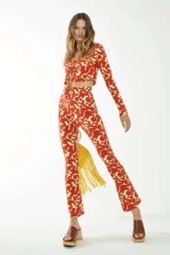 Glamorous Banana-Orange Squiggle Scoop Neck Crop-Top -Cheap Softly Dressed Store CA0413 DE48 03