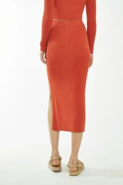 Glamorous Rust-Orange Side Split Knitted Midi-Skirt 6 Glamorous Rust-Orange Side Split Knitted Midi-Skirt -Cheap Softly Dressed Store CA0420 DE49 02