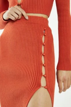 Glamorous Rust-Orange Side Split Knitted Midi-Skirt 7 Glamorous Rust-Orange Side Split Knitted Midi-Skirt -Cheap Softly Dressed Store CA0420 DE49 04