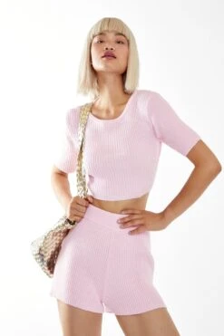 Glamorous Candy Pink Rib Knit Open-Back Crop-top 6 Glamorous Candy Pink Rib Knit Open-Back Crop-top -Cheap Softly Dressed Store CA0436 BM59 01