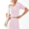 Glamorous Candy Pink Rib Knit -Shorts