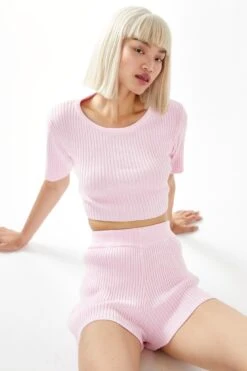 Glamorous Candy Pink Rib Knit -Shorts 7 Glamorous Candy Pink Rib Knit -Shorts -Cheap Softly Dressed Store CA0437 BM59 04
