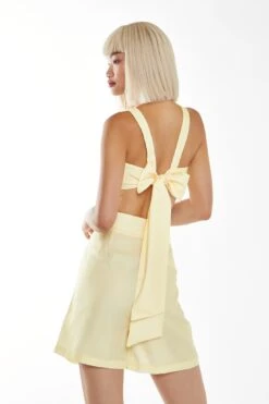 Glamorous Pale Yellow Tie Back Crop-Top -Cheap Softly Dressed Store CA0439 BO21 02