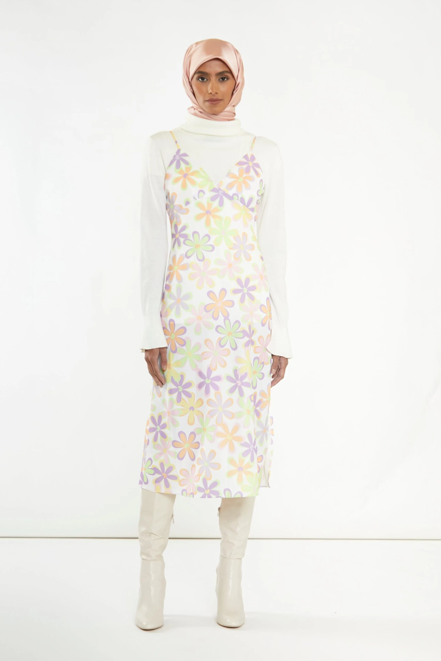 Glamorous Pastel 60s Floral Side-Split Cami Style Midi-dress 5 Glamorous Pastel 60s Floral Side-Split Cami Style Midi-dress - Image 5