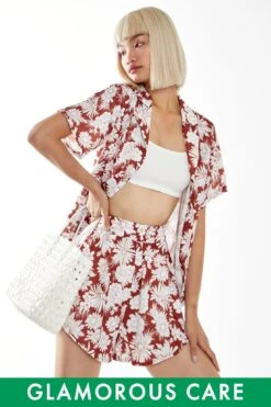 Glamorous Brown Resort-Floral Shorts