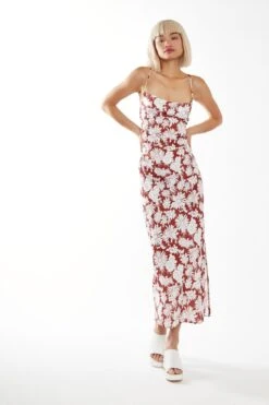 Glamorous Brown Resort-Floral Cowl-Neck Strappy Midi-dress 6 Glamorous Brown Resort-Floral Cowl-Neck Strappy Midi-dress -Cheap Softly Dressed Store CA0456 DG52 01