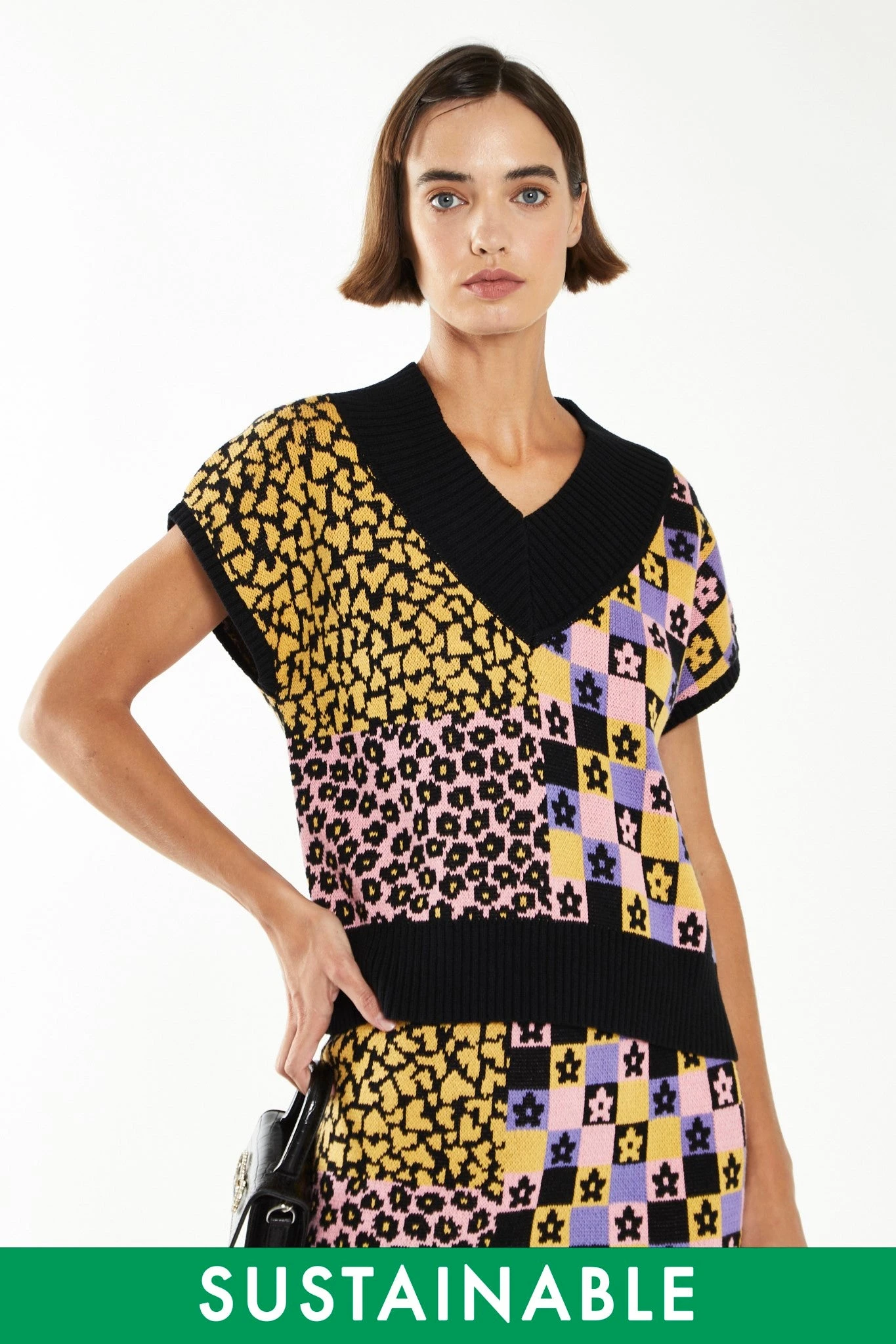 Glamorous Retro Black Intarsia Knit Tank Top 1 Glamorous Retro Black Intarsia Knit Tank Top