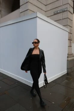 Glamorous Black PU Oversized-Fit Blazer