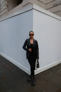 Glamorous Black PU Oversized-Fit Blazer -Cheap Softly Dressed Store CA0534 BK 07