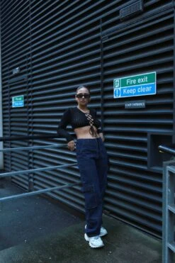 Glamorous Indigo Wash Cargo Wide-leg Jeans 7 Glamorous Indigo Wash Cargo Wide-leg Jeans -Cheap Softly Dressed Store CA0549 CP85 03