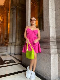 Glamorous Bright-Pink Button-Through Playsuit