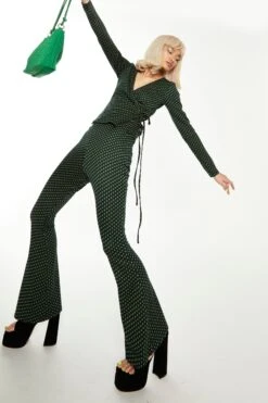 Glamorous Navy Green Daisy Geo Flared Trousers 6 Glamorous Navy Green Daisy Geo Flared Trousers -Cheap Softly Dressed Store CK5306D DD05 03