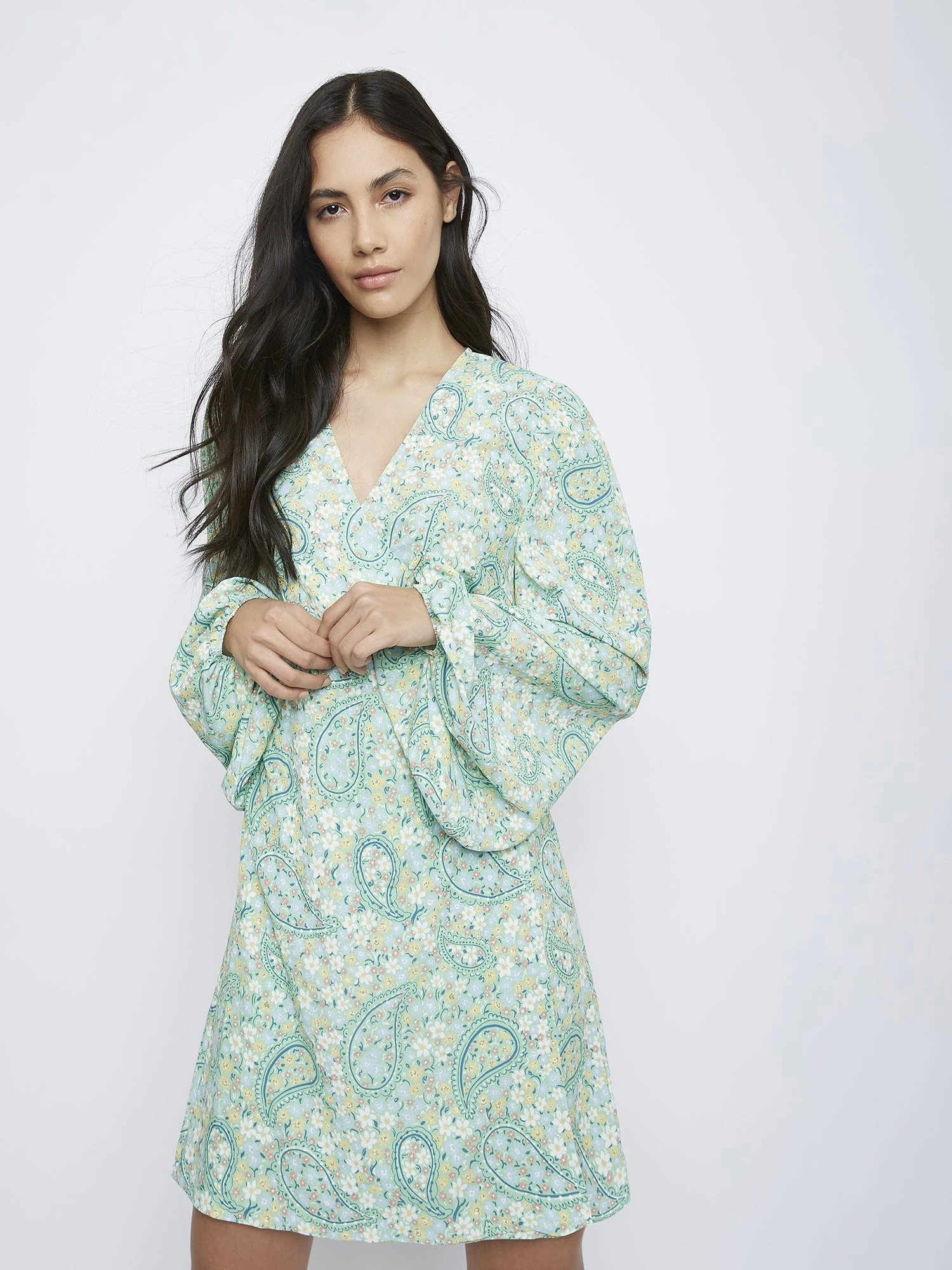 Glamorous Green Paisley Wrap Dress 2 Glamorous Green Paisley Wrap Dress - Image 2